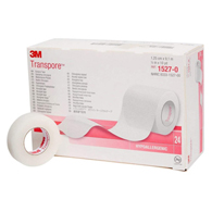 3M 1527-0 Transpore Plastic Medical Tape, -1/2 in x 10 yd (CS/240)
