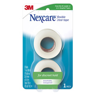 Nexcare Flexible 3M 771-2PK Nexcare Flexible Stretchy Fabric Medical Tape, 1 in x 10 yd, Clear & (BX/48)