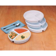 Partitioned Scoop Dish with Lid, Sandstone - Ableware 745270000 by Maddak