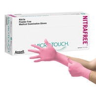 Micro-Touch NitraFree Ansell 6034512-Micro-Touch NitraFree Nitrile Exam Glove, Medium, Pink, Exam Gl