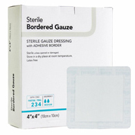 DermaRite Bordered Gauze DermaRite Industries 00255-DermaRite Adhesive Dressing, 4 x 4 Inch, White, 