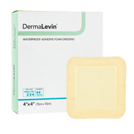 DermaLevin DermaRite Industries 00280E-DermaLevin Adhesive with Border Foam Dressing, 4 x 4 Inch, Fo