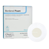 BorderedFoam DermaRite Industries 00288E-BorderedFoam Adhesive with Border Foam Dressing, 4-Inch Rou