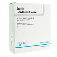 DermaRite Bordered Gauze DermaRite Industries 11450-DermaRite Sterile Gauze Adhesive Dressing, 4 x 5