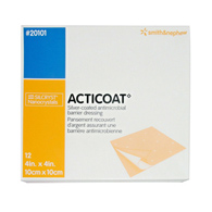 Acticoat Smith & Nephew 20101-Acticoat Burn Antimicrobial Barrier Dressing, 4 x 4 Inch, Antimicrobia