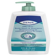 Tena ProSkin 64343 Unscented Shampoo & Body Wash, Pump Bottle, 1 L (CS)