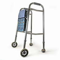 Ableware 703220050 Double-Sided Quilted Walker Tote Bag-Blue Print