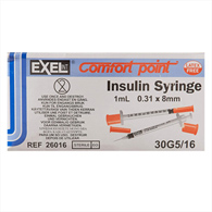 Comfort Point AirTite Products 26016-Comfort Point 1 mL Insulin Syringe with Needle, 30 Gauge, 5/16 in, Syringes (CS/500)