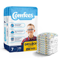 Comfees Attends Healthcare CMF-7-Comfees Premium Baby Diapers, Moderate-Absorbent, Tab Closure, Kid Design, Size 7 (BG/20)