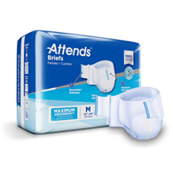 Attends Attends Healthcare DDA20-Attends Briefs, Adult, Medium, Heavy Absorbency, Disposable, White (BG/24)