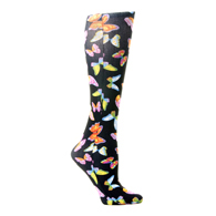 Celeste Stein Womens 18" Trouser Sock-Black Butterflies