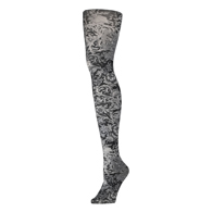 Celeste Stein Womens Tights-Queen-Black White Vines & Roses