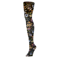 Celeste Stein Womens Tights-Queen-Prairie Flowers Black