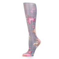 Celeste Stein Womens 10" Ankle Sock-Flower Plaid