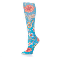 Celeste Stein Womens 10" Ankle Sock-Prairie Flowers Blue