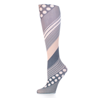 Celeste Stein Womens 10" Ankle Sock-Diagonal Dots Black