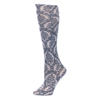 Celeste Stein Kids 15" Knee Sock-Victorian Damask on Grey