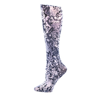 Celeste Stein 15-20 mmHg Compression Sock-Black White Vines & Roses