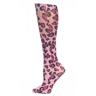Celeste Stein Womens 8-15 mmHg Compression Sock-Pink Cheetah Heart