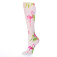 Celeste Stein Womens 15-20 mmHg Compression Sock-Queen-White Flamingos