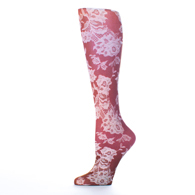 Celeste Stein Womens 20-30 mmHg Compression Sock-Queen-Brown Yoga Lace