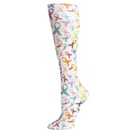 Celeste Stein 20-30 mmHg Compression Sock-Queen-White Multi Ribbons
