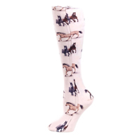 Celeste Stein Womens 20" Trouser Sock-Beige Horses