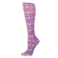 Celeste Stein Womens 20" Trouser Sock-Purple Dot Matrix