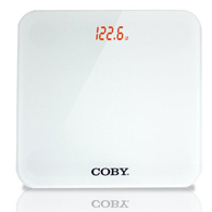 Coby CBS-G632 Ultra Slim Glass Bathroom Scale-400 lb Capacity-Winter White