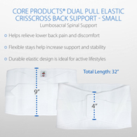 Core Products 6062 Dual Pull Elastic Crisscross Lumbosacral Belt-Small