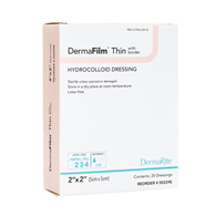 DermaFilm DermaRite Industries 00229E-DermaFilm Hydrocolloid Dressing, 2 x 2 in, Hydrocolloids (BX/20)