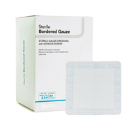 DermaRite Bordered Gauze DermaRite Industries 00261E-DermaRite Bordered Gauze White Adhesive Dressing, 2 x 2 in (BX/50)