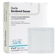 DermaRite Bordered Gauze DermaRite Industries 00262E-DermaRite Bordered Gauze White Adhesive Dressing, 4 x 4 in (BX/25)