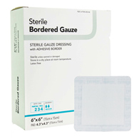 DermaRite Bordered Gauze DermaRite Industries 00263E-DermaRite Bordered Gauze Adhesive Dressing, 6 x 6 in, Gauze (BX/25)