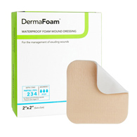 DermaFoam DermaRite Industries 00290E-DermaFoam Nonadhesive without Border Foam Dressing, 2 x 2 in, Foams (BX/10)