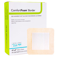 ComfortFoam Border DermaRite Industries 00317E-ComfortFoam Border Silicone Foam Dressing, 4 x 4 in, Foams (BX/10)