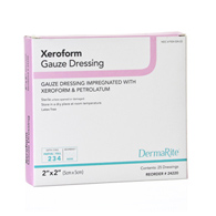 Xeroform DermaRite Industries 24220-Xeroform Xeroform Petrolatum Impregnated Dressing, 2 x 2 in (BX/25)