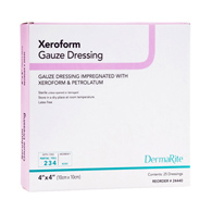 Xeroform DermaRite Industries 24440-Xeroform Xeroform Petrolatum Impregnated Dressing, 4 x 4 in (BX/25)