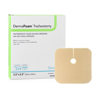 DermaRite 45330 DermaFoam Tracheostomy Non-Adhesive Foam Dressing w/out Border (BX/10)