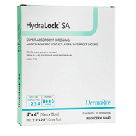 HydraLock SA DermaRite Industries 60440-HydraLock Super Absorbent Dressing, 4 x 4 in (BX/10)