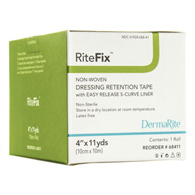 RiteFix DermaRite Industries 68411-RiteFix Nonwoven Dressing Retention Tape, 4 in x 11 yd, White, Retainer (BX/1)