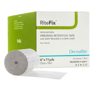 RiteFix DermaRite Industries 68611-RiteFix Nonwoven Dressing Retention Tape, 6 in x 11 yd, White, Retainer (BX/1)