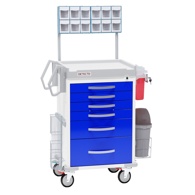 Detecto Rescue RC333369BLU-L Anesthesiology Cart Pre-Stocked w/ Accessories - 6 Blue Drawers