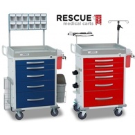 Detecto Rescue RC333369RED-L Loaded ER Medical Cart, Pre-Stocked w/ Accessories - 6 Red Drawers