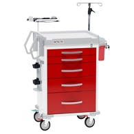 Detecto Rescue RC33669RED-L Loaded ER Medical Cart, Pre-Stocked w/ Accessories - 5 Red Drawers