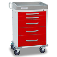 Detecto Rescue RC33669RED ER Medical Cart - 5 Red Drawers (Not Loaded)