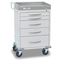 Detecto Rescue RC33669WHT General Purpose Medical Cart - 5 White Drawers