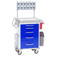 Detecto Rescue Loaded Anesthesiology Carts, Pre-Stocked w/ Accessories - Blue Drawers