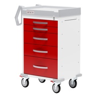 Detecto Rescue Loaded ER Medical Carts, Pre-Stocked w/ Accessories - Red Drawers