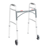 Drive Medical 10211-4ASM Deluxe Aluminum Dual Release Folding Walker, 25 to 32-1/4 in